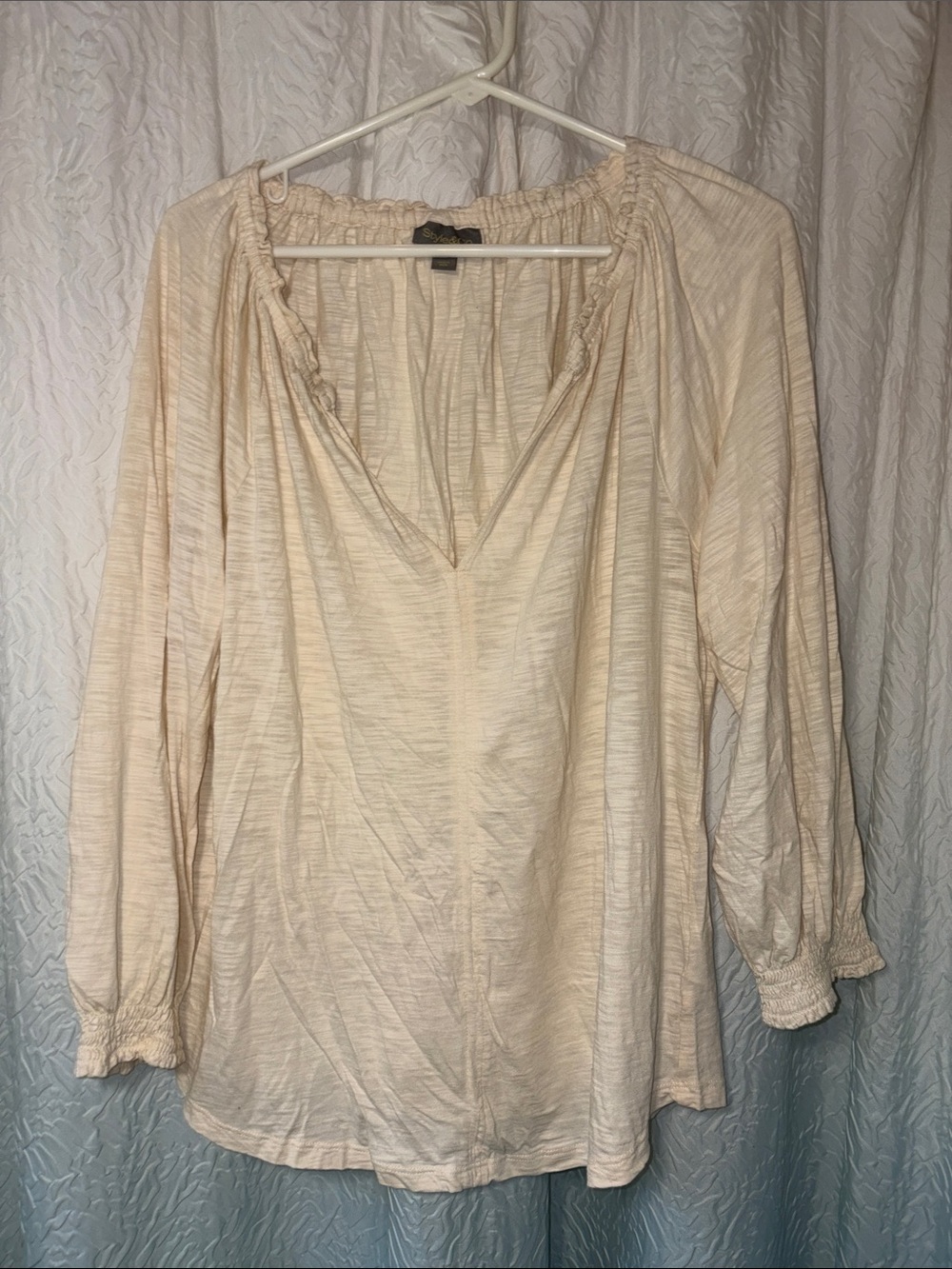 Style & Co. Cream Peasant Tunic Top